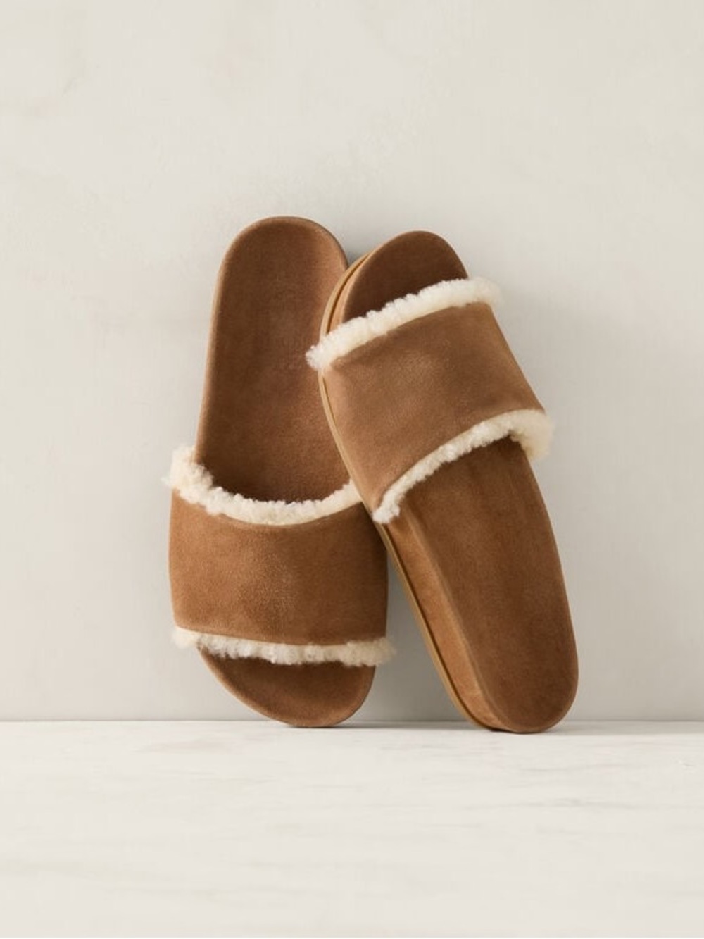 Haven By Talbots Suede And Sherpa Molded Cozy Faux-Shearling Slide